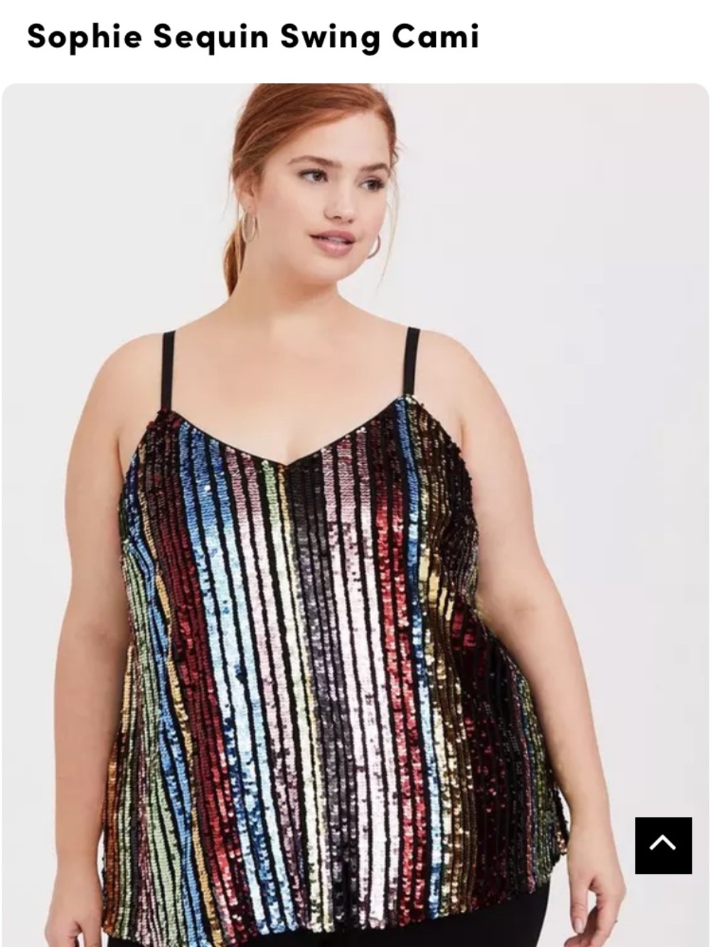 torrid Black Sequin Cami with Multicolor Stripes - Size 3 (22-24)